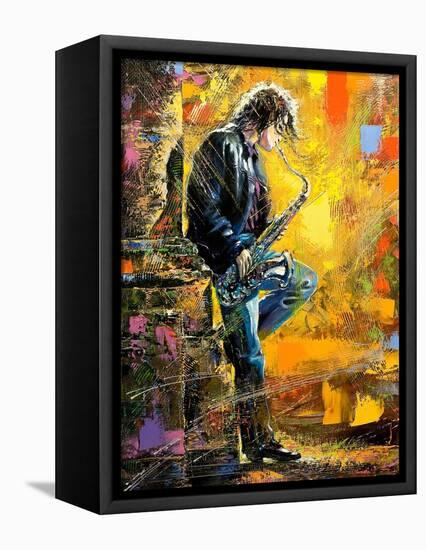 The Young Guy Playing A Saxophone-balaikin2009-Framed Stretched Canvas