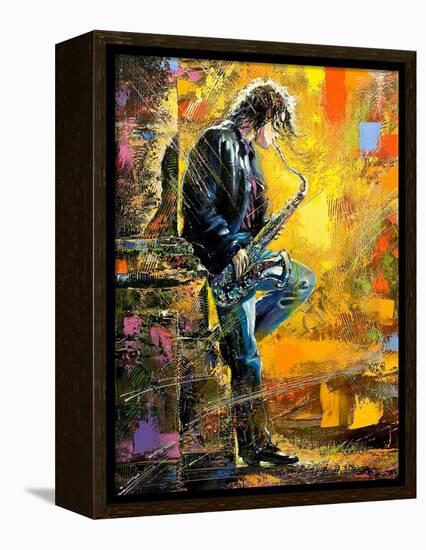 The Young Guy Playing A Saxophone-balaikin2009-Framed Stretched Canvas