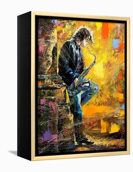 The Young Guy Playing A Saxophone-balaikin2009-Framed Stretched Canvas