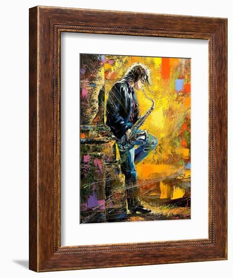 The Young Guy Playing A Saxophone-balaikin2009-Framed Art Print