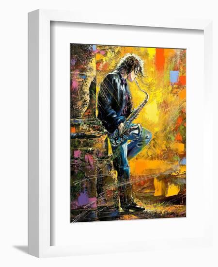 The Young Guy Playing A Saxophone-balaikin2009-Framed Art Print