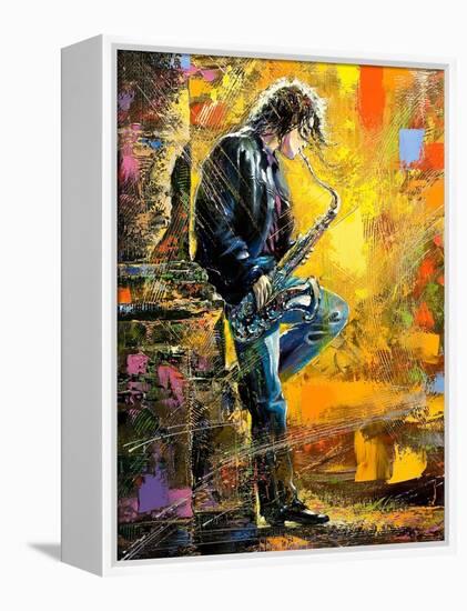 The Young Guy Playing A Saxophone-balaikin2009-Framed Stretched Canvas