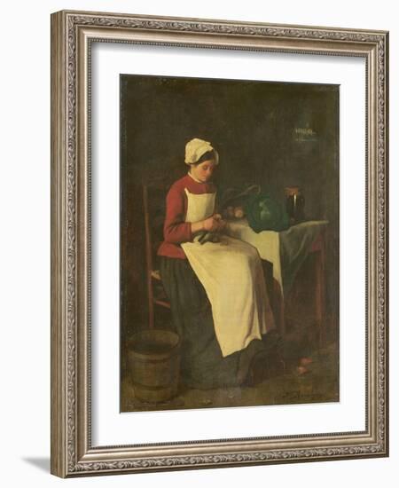 The Young Housewife (Oil on Canvas)-Francois Bonvin-Framed Giclee Print