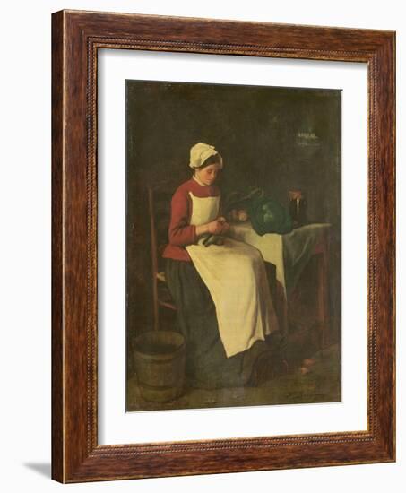 The Young Housewife (Oil on Canvas)-Francois Bonvin-Framed Giclee Print