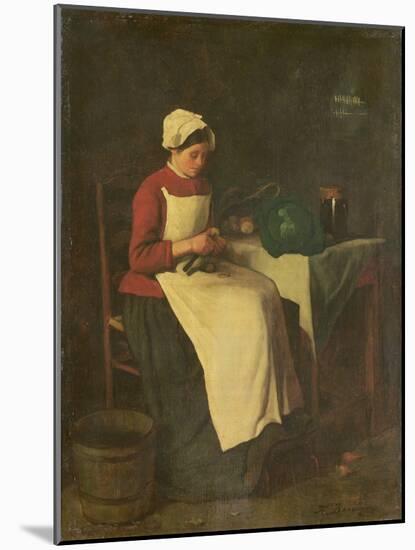 The Young Housewife (Oil on Canvas)-Francois Bonvin-Mounted Giclee Print