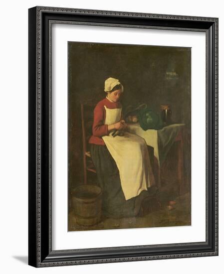 The Young Housewife (Oil on Canvas)-Francois Bonvin-Framed Giclee Print