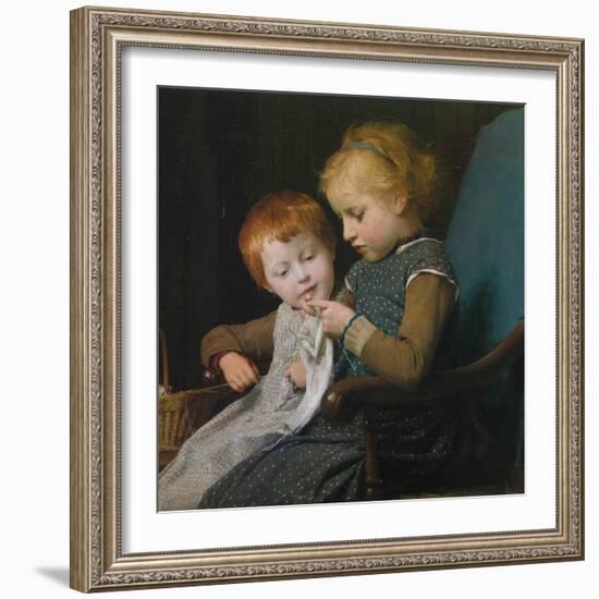 The Young Knitters-Albert Anker-Framed Giclee Print