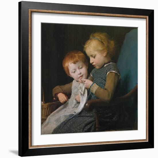 The Young Knitters-Albert Anker-Framed Giclee Print