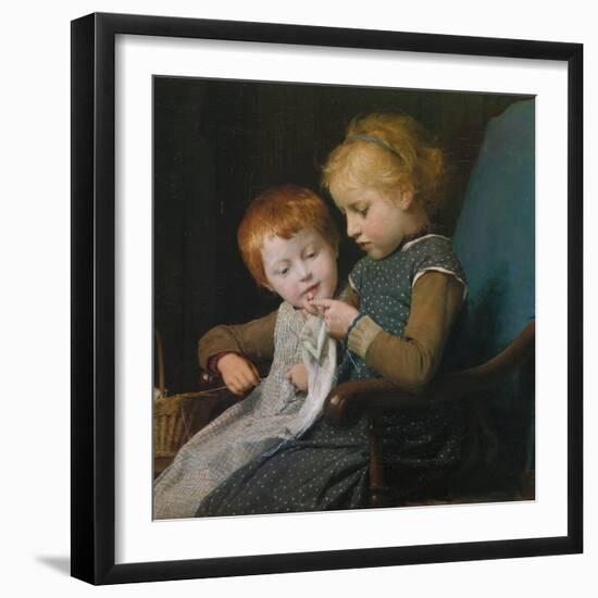 The Young Knitters-Albert Anker-Framed Giclee Print