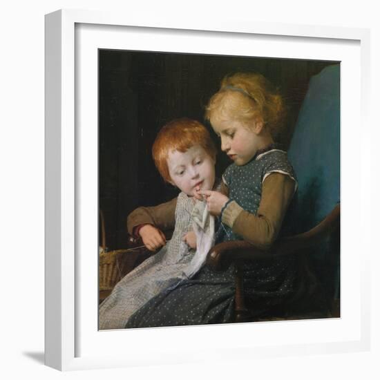 The Young Knitters-Albert Anker-Framed Giclee Print