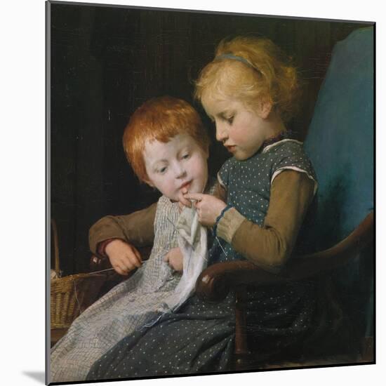 The Young Knitters-Albert Anker-Mounted Giclee Print