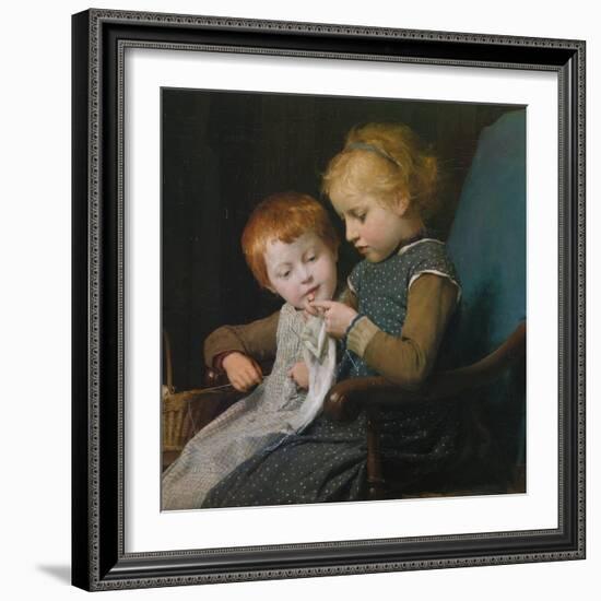 The Young Knitters-Albert Anker-Framed Giclee Print