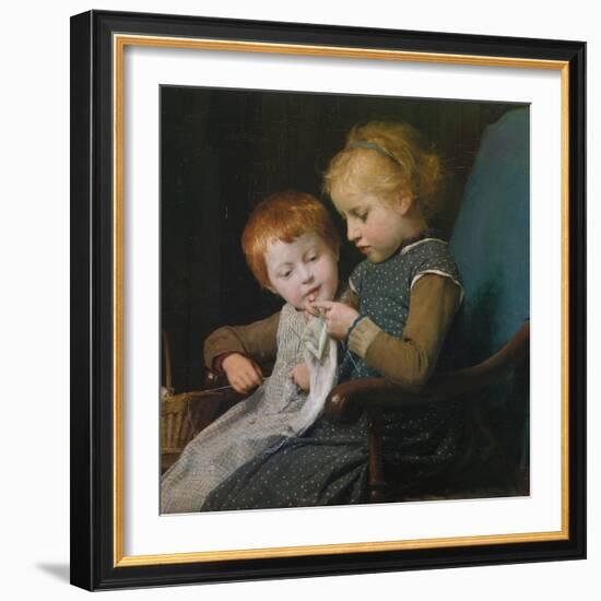 The Young Knitters-Albert Anker-Framed Giclee Print