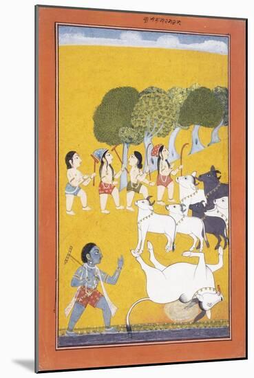 The Young Krishna Kills the Demon Vatsasura-null-Mounted Giclee Print