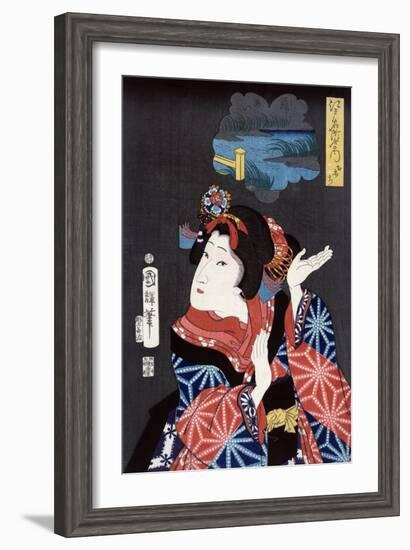 The Young Maiden Oshichi, Japanese Wood-Cut Print-Lantern Press-Framed Art Print