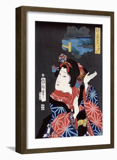 The Young Maiden Oshichi, Japanese Wood-Cut Print-Lantern Press-Framed Art Print