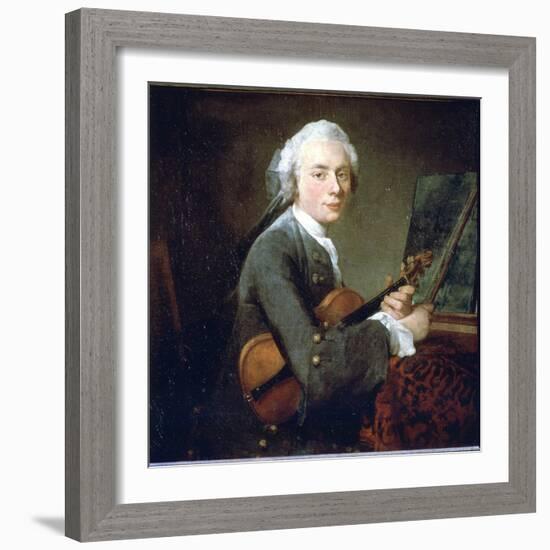 The Young Man in the Violin, circa 1738. Portrait of Charles Theodose Godefroy. Oil on Canvas by Je-Jean-Baptiste Simeon Chardin-Framed Giclee Print