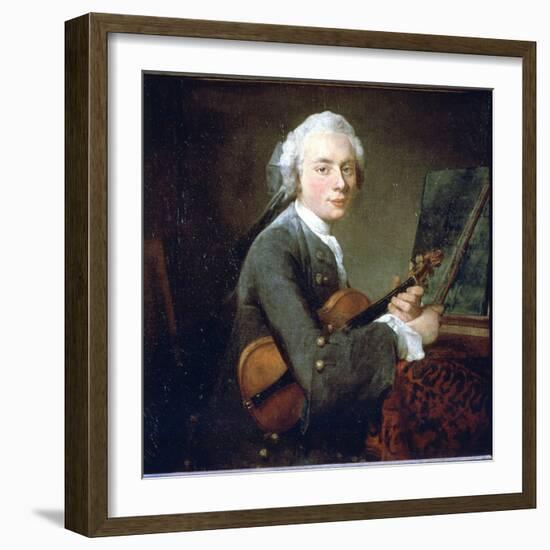 The Young Man in the Violin, circa 1738. Portrait of Charles Theodose Godefroy. Oil on Canvas by Je-Jean-Baptiste Simeon Chardin-Framed Giclee Print
