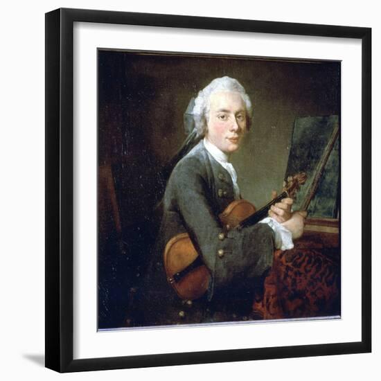 The Young Man in the Violin, circa 1738. Portrait of Charles Theodose Godefroy. Oil on Canvas by Je-Jean-Baptiste Simeon Chardin-Framed Giclee Print