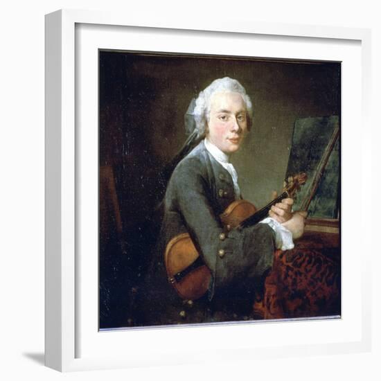 The Young Man in the Violin, circa 1738. Portrait of Charles Theodose Godefroy. Oil on Canvas by Je-Jean-Baptiste Simeon Chardin-Framed Giclee Print