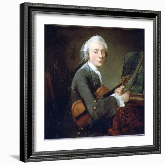 The Young Man in the Violin, circa 1738. Portrait of Charles Theodose Godefroy. Oil on Canvas by Je-Jean-Baptiste Simeon Chardin-Framed Giclee Print