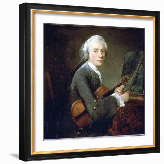 The Young Man in the Violin, circa 1738. Portrait of Charles Theodose Godefroy. Oil on Canvas by Je-Jean-Baptiste Simeon Chardin-Framed Giclee Print