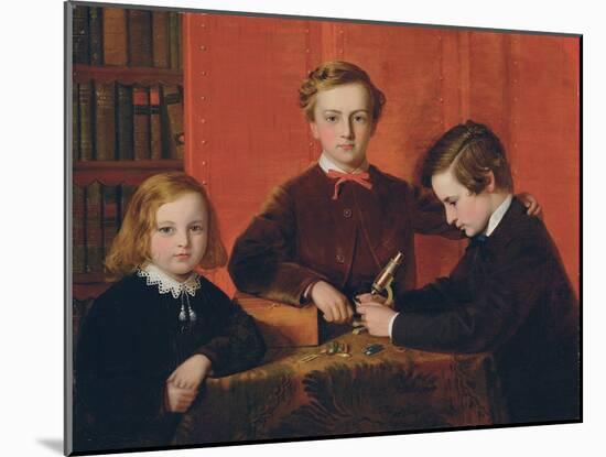 The Young Microscopists: Portrait of Frank, Harry and Arthur Izod Richards, Aged 10, 8 and 5, Playi-John Edgar Williams-Mounted Giclee Print