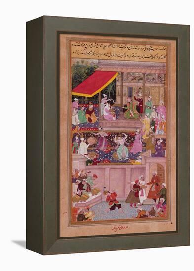 The Young Prince with His Parents, from the 'Akbarnama' (Vellum)-Persian-Framed Premier Image Canvas