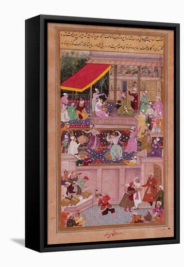 The Young Prince with His Parents, from the 'Akbarnama' (Vellum)-Persian-Framed Premier Image Canvas