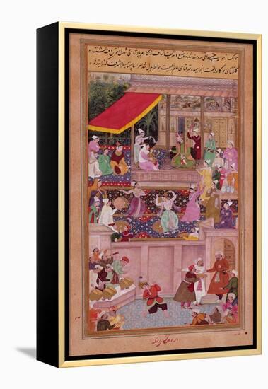 The Young Prince with His Parents, from the 'Akbarnama' (Vellum)-Persian-Framed Premier Image Canvas