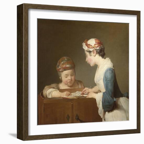 The Young Schoolmistress, 1740-Jean-Baptiste Simeon Chardin-Framed Giclee Print