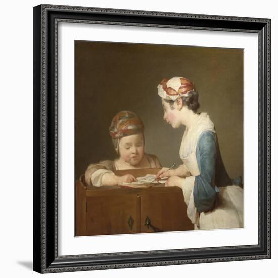 The Young Schoolmistress, 1740-Jean-Baptiste Simeon Chardin-Framed Giclee Print