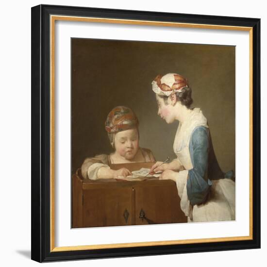 The Young Schoolmistress, 1740-Jean-Baptiste Simeon Chardin-Framed Giclee Print