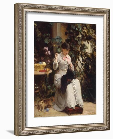 The Young Seamstress-Gustave Francois Lasellaz-Framed Giclee Print