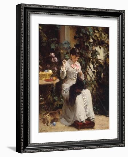 The Young Seamstress-Gustave Francois Lasellaz-Framed Giclee Print