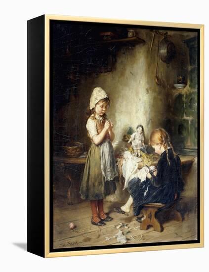 The Young Seamstresses-Heinrich Hirt-Framed Premier Image Canvas