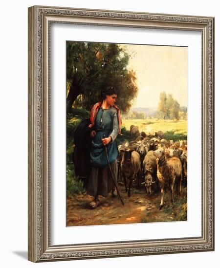 The Young Shepherdess, C.1900-Julien Dupre-Framed Giclee Print