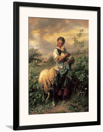 The Young Shepherdess-Johann Baptist Hofner-Framed Art Print