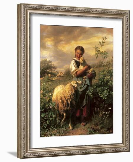 The Young Shepherdess-Johann Baptist Hofner-Framed Premium Giclee Print