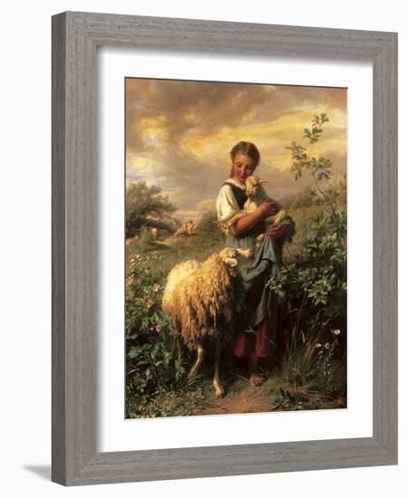 The Young Shepherdess-Johann Baptist Hofner-Framed Premium Giclee Print