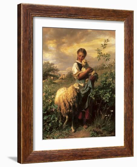 The Young Shepherdess-Johann Baptist Hofner-Framed Premium Giclee Print