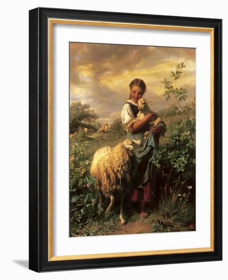 The Young Shepherdess-Johann Baptist Hofner-Framed Premium Giclee Print