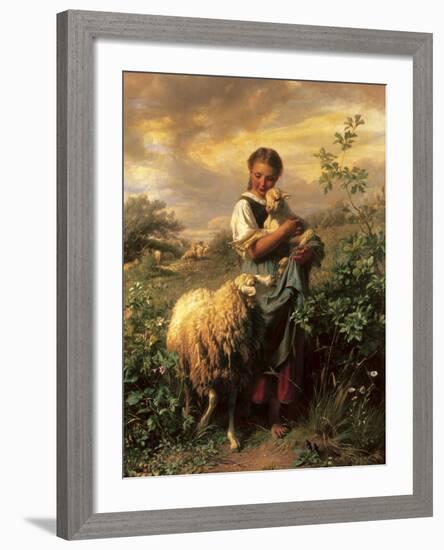 The Young Shepherdess-Johann Baptist Hofner-Framed Premium Giclee Print