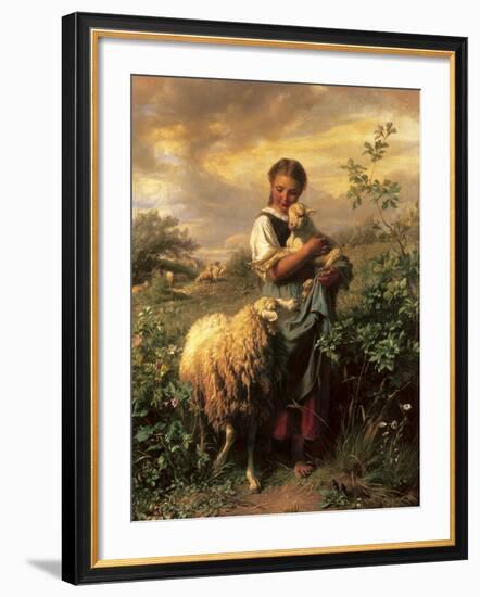 The Young Shepherdess-Johann Baptist Hofner-Framed Premium Giclee Print