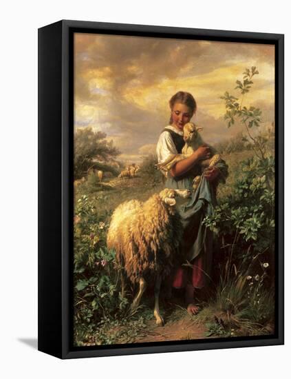 The Young Shepherdess-Johann Baptist Hofner-Framed Stretched Canvas