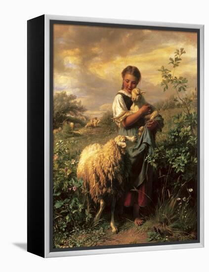 The Young Shepherdess-Johann Baptist Hofner-Framed Stretched Canvas