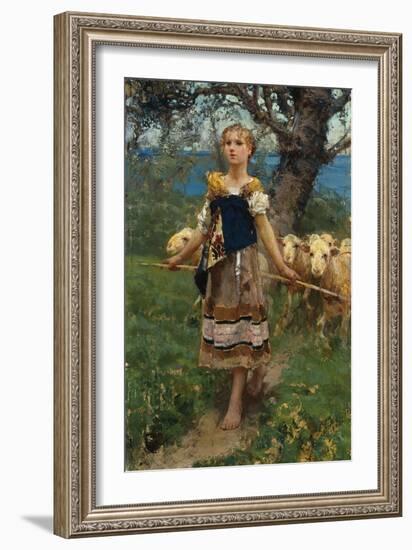 The Young Shepherdess-Francesco Paolo Michetti-Framed Giclee Print