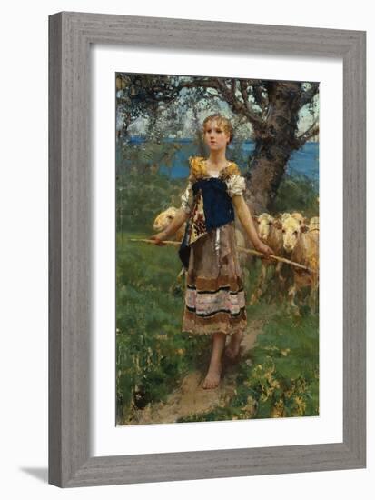 The Young Shepherdess-Francesco Paolo Michetti-Framed Giclee Print