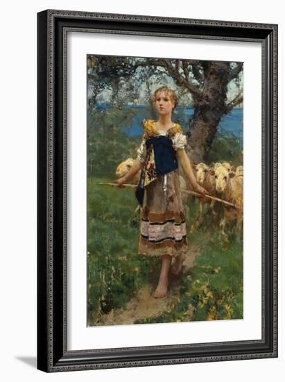 The Young Shepherdess-Francesco Paolo Michetti-Framed Giclee Print