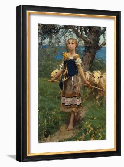 The Young Shepherdess-Francesco Paolo Michetti-Framed Giclee Print